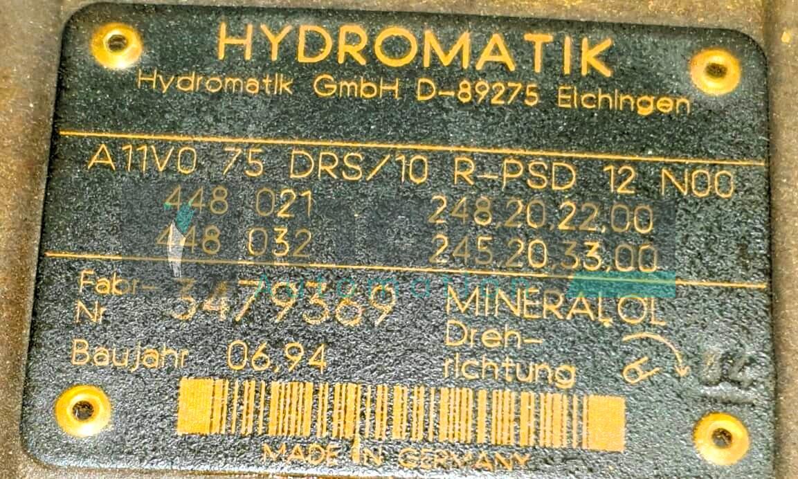 HYDROMATIK A11VO 75 DRS/10 R-PSD 12 N00 | A11VO75DRS/10R-PSD12N00 Axial Piston Variable Pump